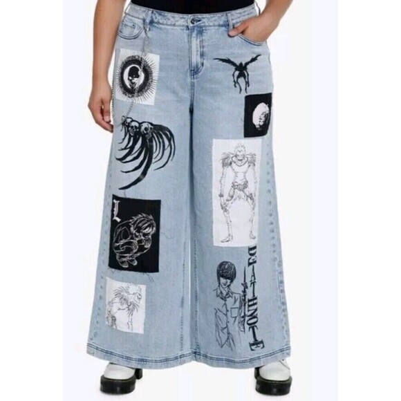 Death Note Denim Jeans Sz 13 Hot Topic Pants Wide Leg Akira VIZ MEDIA Anime Art - Picture 1 of 13